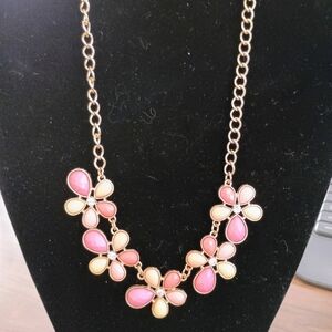 Elegant Pink and Cream Floral Necklace